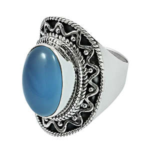 Trendy Classic Natural Chalcedony Gemstone Ring 925 Sterling <b>Silver</b> <b>Top</b> Grade Quality Handmade <b>Silver</b> Jewelry At Factory Price - Product Image 1