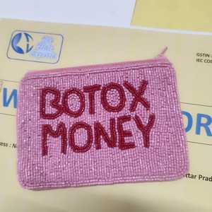 Bolsa de mano rosa hecha a mano con cuentas, monedero con cremallera para dinero y documentos, estuche de moda para cosméticos, bolsa de viaje con correa para la muñeca, regalo para fiestas - Product Image 1