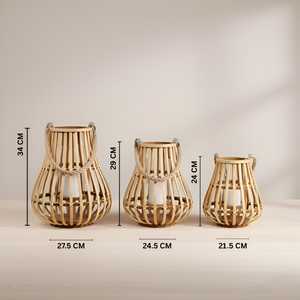 Handmade Bamboo Candle <b>Lantern</b> Rustic Woven <b>Tealight</b> Holder Boho Table Centerpiece Eco Decor OEM Supplier Vietnam - Product Image 6