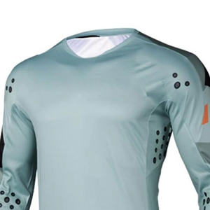 Customized Men's Long Sleeve <b>Cycling</b> Jersey-Light Blue/Orange/Black Geometric Pattern Breathable Quick Dry 100% Polyester Fabric - Product Image 5