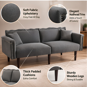 2-in-1 Multifunctional <b>Sofa</b> <b>Bed</b>, Two-Seater Extendable Lounge <b>Sofa</b> with Adjustable Reclining Backrest,Metal Frame for Home Hotel - Product Image 5