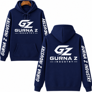 Sweat-shirt à capuche pour homme Gurna Z Industry, en coton French Terry, coupe classique, décontracté, avec poche, logo imprimé, respirant - Product Image 1