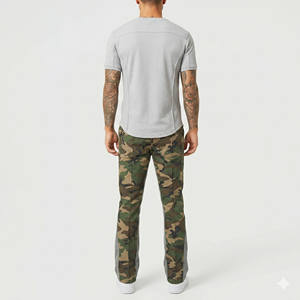 Men Camouflage Flare Sweatpants With Side <b>Trouser</b> Pajama Stripe <b>Drawstring</b> Waist Casual Flare Pants Men Outdoor Flare Sweatpants - Product Image 5