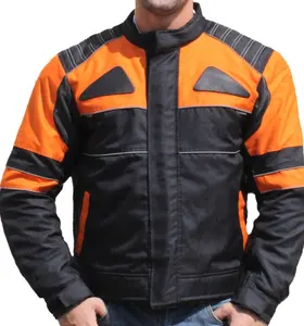 Jaket motor desain baru ramping gaya keren pengendara sepeda motor tahan air hitam oranye tur sepeda motor dengan pelindung kustomisasi jaket cetak