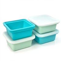 Boîte alimentaire carrée en silicone de 500 ml avec couvercle, sans BPA, boîte à lunch étanche, compatible congélateur et micro-ondes, style minimaliste, rangement de cuisine