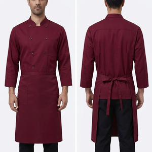 Uniforme de Chef Blanco de Algodón y Poliéster Premium de 240 GSM con Botones Dorados y Logotipo Bordado Personalizado, Delantal para Cocina - Product Image 4