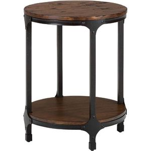 Table d'appoint authentique en bois avec dessus en bois naturel et structure en fer robuste - Product Image 1
