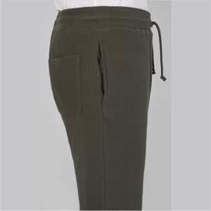 Pantalon de jogging slim fit en tissu gaufré olive pour homme - Product Image 3