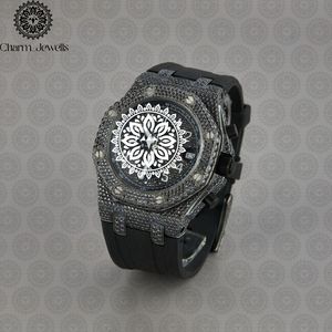 Reloj de Lujo para Hombre Charm_Jewells, Acero Inoxidable, Esfera de 43 mm, Correa de Caucho, Cronógrafo, Movimiento de Cuarzo, Caja Poligonal - Product Image 3