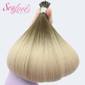 Extensiones de Cabello Humano I-Tip de Doble Trama, Cabello Virgen Remy con Cutícula Alineada, Color Ombre, para Uso en Salón - Product Image 1