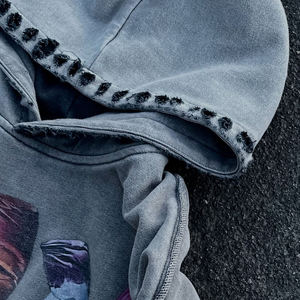 Custom Vintage Wash Pullover <b>Hoodie</b> Premium Heavyweight Cotton Distressed Edge Detail Graphic Print Streetwear OEM ODM Hoodies - Product Image 2