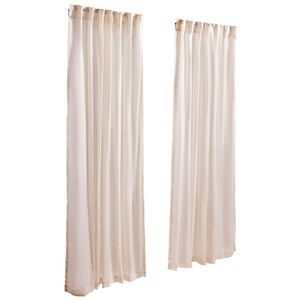 Cortinas de Lino Natural de 52 x 84 Pulgadas, Juego de 2 Paneles, Semitransparentes, con Filtro de Luz, Textura de Lino, con Bolsillo para Barra y Lengüetas Traseras - Product Image 1