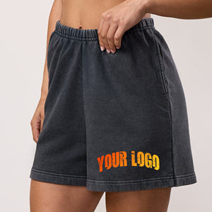Shorts longs décontractés pour femmes, les plus vendus, respirants, 100 % coton, poches latérales, ourlet brut, délavage acide, taille élastique boutonnée, conception OEM - Product Image 1