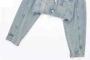 Hauts en jean pour femmes de haute qualité, à manches longues, coupe courte, avec capuche, style streetwear, nouvelle mode. - Product Image 5