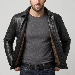 <b>Men's</b> Warm Leather Varsity <b>Jacket</b> Casual Zipper Heated Plain Dyed <b>Racing</b> riding leather <b>jacket</b> for <b>men</b> - Product Image 4