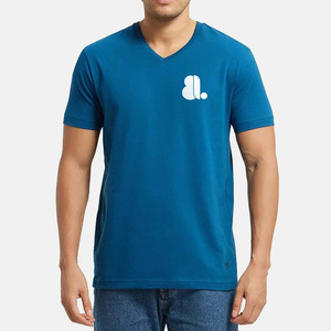 Nouveau T-shirt Homme Col V Grande Taille Respirant Couleur Unie Manches Courtes Coton Fibre de Bambou Séchage Rapide Vente en Gros - Product Image 3