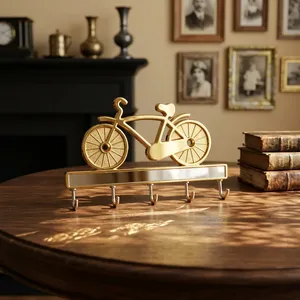 Gold Bicycle Design Wall Mounted Multifunction Coat Hooks with 5 Aluminum Hooks for Entryway Modern Minimalist Decor - Product Image 6