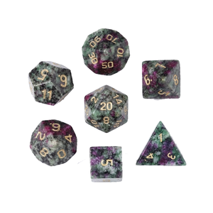 High quality stone dice Ruby fuchsite natural crystal reiki healing gemstones <b>Engraved</b> stone custom dice set Vikings crystal - Product Image 1