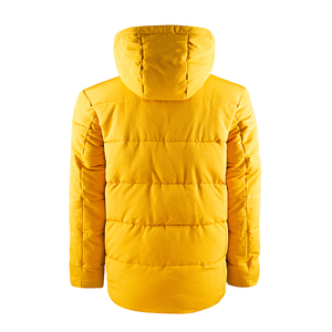 Men's <b>Yellow</b> <b>Puffer</b> <b>Jacket</b> With Hood Windproof Winter Coat Casual Thick Polyester Wadding Regular Fit Zipper Closure - Product Image 3