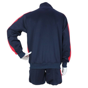 Custom Men Sports Hoodie Wholesale Navy Red Zip Up Jacket Training Warmup <b>Top</b> Team Wear Bulk Supplier OEM Athletic Outerwear - Product Image 2