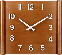Horloge murale mécanique en bois avec affichage à aiguilles, grande décoration, cadeau idéal pour les salons, les chambres, les cafés - Retour à l'école