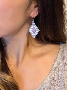 Pendientes colgantes geométricos de cuentas de diamante, rosa pastel, gris, blanco, estilo bohemio, hechos a mano, joyería de moda para mujer, diseño para la creación de joyas - Product Image 3
