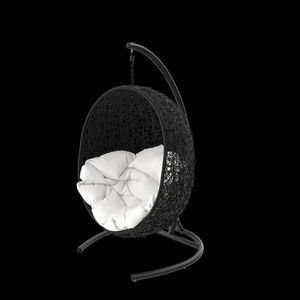 Black Synthetic Rattan <b>Hanging</b> Egg Chair Outdoor Patio Swing Wholesale - Product Image 3