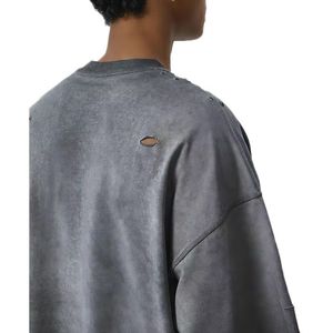 เสื้อยืดคอตตอน 100% คุณภาพสูงแบบใหม่ ขายส่ง ทรงหลวมสไตล์วินเทจ ดีไซน์เรียบด้านหน้า ล้างสีแบบ ACID ระบายอากาศได้ดี สำหรับผู้ชายและผู้หญิง - Product Image 3