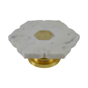<b>Marble</b> Metal Base <b>Cake</b> <b>Stand</b> Movable Rotating Round Design for Indoor Home Decoration Birthday Party Tableware Made PC Material - Product Image 1