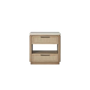 Comodino a due cassetti con eleganti frontali in corda - Product Image 1