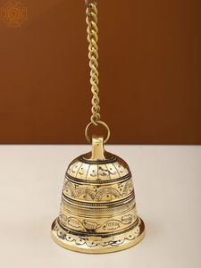 Antique Finish Brass Temple Bell Decorative Hanging Bell For Puja <b>Mandir</b> Spiritual Meditation And Religious Worship - Product Image 4
