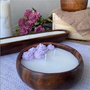 Venta al por mayor de portavelas de madera en forma de corazón - Contenedor de madera natural reutilizable para velas con capacidad para 2 mechas, tipo cuenco de madera - Product Image 5