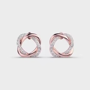 White, Yellow, <b>Rose</b> Gold Round Diamond Earrings Stylish Modern Design Fine Jewelry for Women Everyday Wear Available For Sale - Product Image 5