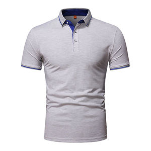 Polo pour homme de couleur unie avec col contrastant, manches courtes, respirant, décontracté, pour le golf et le tennis en été - Product Image 1