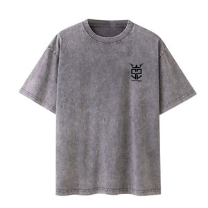 Camisetas de algodón 100% de la mejor calidad, estilo nuevo, corte holgado para hombre, con lavado ácido, logotipo personalizado impreso, ropa de verano, camiseta con lavado ácido para hombre - Product Image 1