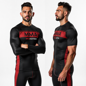 เสื้อรัดกล้ามเนื้อแขนยาวแบบสั่งทำพิเศษสำหรับ MMA ยิวยิตสู BJJ เสื้อฝึกซ้อมสำหรับการต่อสู้ ยืดหยุ่น น้ำหนักเบา แห้งเร็ว - Product Image 6