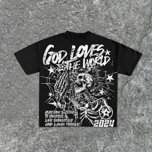 Camiseta Unisex Extra Grande de Corte Cuadrado para Hombre, Ecológica, Transpirable, de Manga Corta, Estilo Hip Hop, Moda Urbana de Verano, 100% Algodón - Product Image 1
