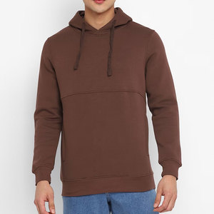 Sudadera con Capucha Marrón para Hombre, Corte Regular, Felpa de Algodón, Estilo Casual para Otoño, Diseño con Bolsillos, Tejido de Punto, Manga Larga - Product Image 1