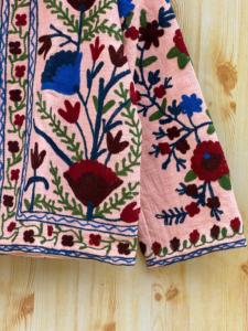 Indian Handmade Peach Cotton Suzani Embroidered Jacket <b>Coat</b> for <b>Women</b> Casual Winter Outerwear Open Front Bridesmaids Gift - Product Image 4