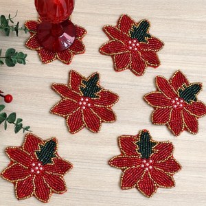 Posavasos Artesanales MS HANDICRAFT con Cuentas de Vidrio - Regalos Religiosos Clásicos, Portátiles, 4x4 Pulgadas (Base de Poliéster) - Product Image 4