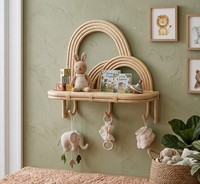 Étagère murale en rotin naturel avec design arc-en-ciel, organisateur de rangement suspendu fait main pour la décoration de la maison, utilisations en crèche