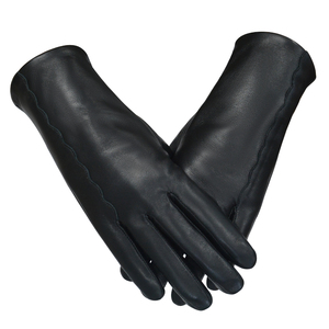 Guantes de Carreras de Cuero Negro con Detalle de Lazo, Unisex, Estilo Pull-On, Resistentes al Viento, para Uso Diario - Product Image 2