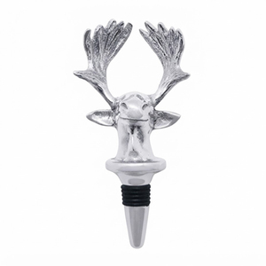 Premium Silver Metal Head Wine <b>Bottle</b> <b>Stopper</b> Decorative Stag Head <b>Bottle</b> for Wedding Gifts and Christmas Party Bar Accessories - Product Image 1