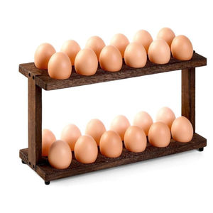 Support à œufs en bois à 2 niveaux, capacité de 18 œufs, support de rangement écologique pour comptoir de cuisine, Craft Emporium Exports CEE-300536 - Product Image 1
