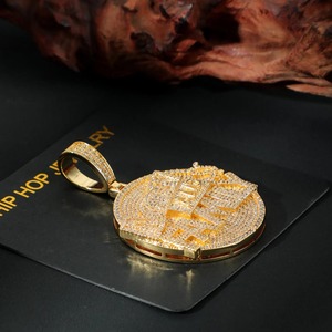 Iced Out Gold Plated Moissanite Letter Name <b>Pendant</b> Men's Hip Hop Theme Charms Micro Insert Everyday Wear <b>Initial</b> Letter <b>Pendant</b> - Product Image 1