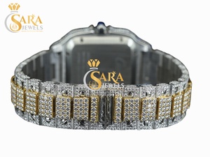Lujoso y elegante reloj de movimiento automático VVS Moissanite Diamond Iced Black Dial Banda de acero inoxidable 20mm Diseño de moda - Product Image 4