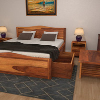 Cadre de lit en bois contemporain Design intemporel pour un environnement de chambre calme et relaxant
