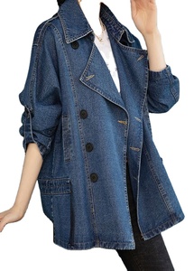 Veste en jean longue classique pour femmes Chic surdimensionné palangre polyvalent genou à la mode superposition essentiel Vintage Streetwear - Product Image 3