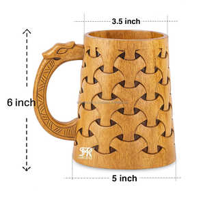 แก้วเบียร์ทำด้วยมือแก้วกาแฟถ้วยชาพร้อมด้ามมังกรดีไซน์แกะสลักไม้วินเทจแบบชนบทแก้วดื่ม - Product Image 6