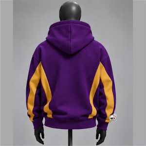เสื้อฮู้ดสีม่วงทองแบบ OEM ขายส่ง ทรงปกติสำหรับผู้ชาย ระบายอากาศได้ดี ผ้าฟลีซ สวมใส่สบายในฤดูใบไม้ร่วง ดีไซน์แบบถัก - Product Image 3